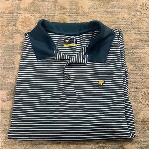Navy Striped Polo Shirt with Logo